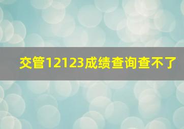 交管12123成绩查询查不了