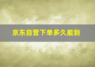 京东自营下单多久能到