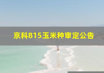 京科815玉米种审定公告