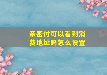 亲密付可以看到消费地址吗怎么设置