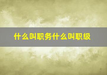 什么叫职务什么叫职级