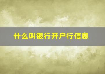 什么叫银行开户行信息