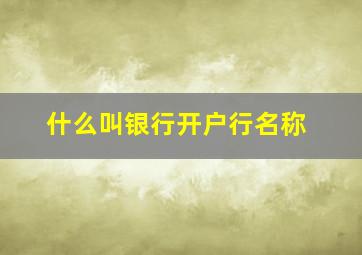 什么叫银行开户行名称