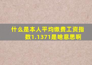 什么是本人平均缴费工资指数1.1371是啥意思啊