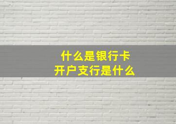 什么是银行卡开户支行是什么