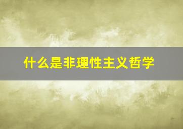 什么是非理性主义哲学