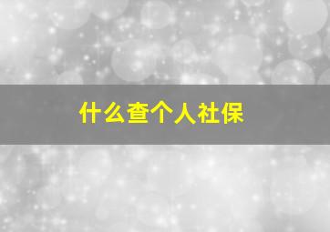 什么查个人社保