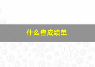 什么查成绩单