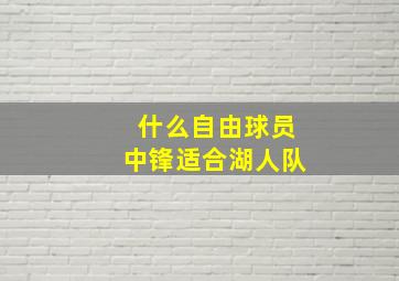 什么自由球员中锋适合湖人队