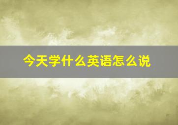 今天学什么英语怎么说