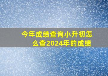 今年成绩查询小升初怎么查2024年的成绩