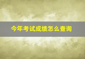 今年考试成绩怎么查询