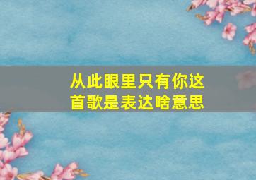 从此眼里只有你这首歌是表达啥意思