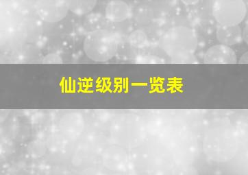 仙逆级别一览表