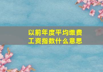 以前年度平均缴费工资指数什么意思