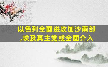 以色列全面进攻加沙南部,埃及真主党或全面介入