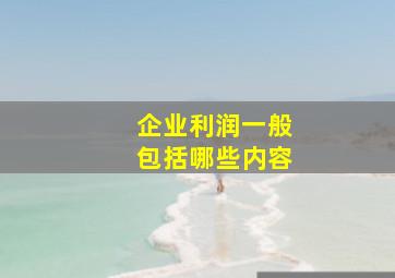 企业利润一般包括哪些内容