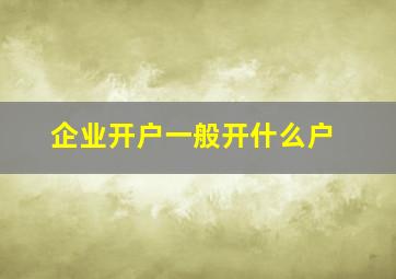 企业开户一般开什么户