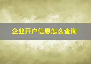 企业开户信息怎么查询