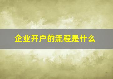 企业开户的流程是什么