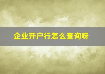 企业开户行怎么查询呀