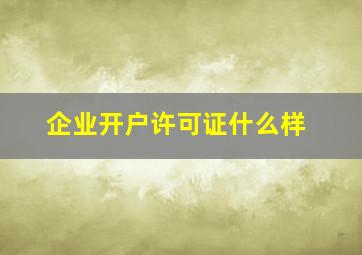 企业开户许可证什么样