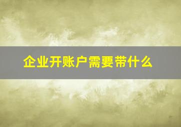 企业开账户需要带什么