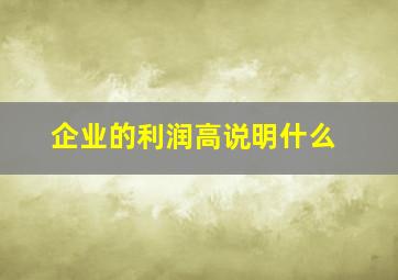 企业的利润高说明什么