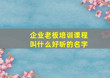 企业老板培训课程叫什么好听的名字