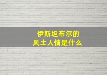 伊斯坦布尔的风土人情是什么