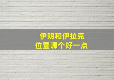 伊朗和伊拉克位置哪个好一点