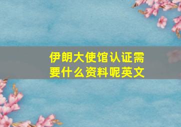 伊朗大使馆认证需要什么资料呢英文