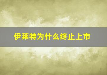 伊莱特为什么终止上市