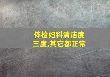 体检妇科清洁度三度,其它都正常