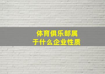 体育俱乐部属于什么企业性质