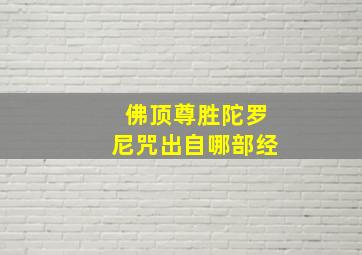 佛顶尊胜陀罗尼咒出自哪部经