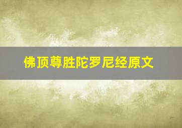 佛顶尊胜陀罗尼经原文