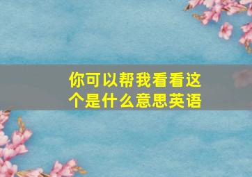 你可以帮我看看这个是什么意思英语