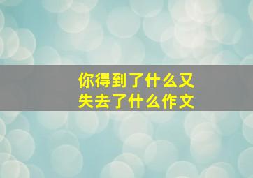 你得到了什么又失去了什么作文