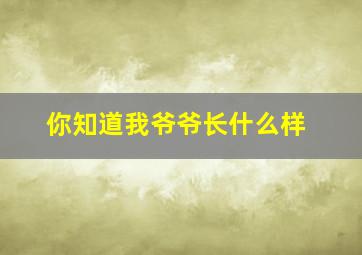 你知道我爷爷长什么样