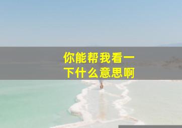 你能帮我看一下什么意思啊