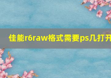 佳能r6raw格式需要ps几打开