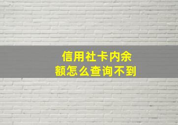 信用社卡内余额怎么查询不到