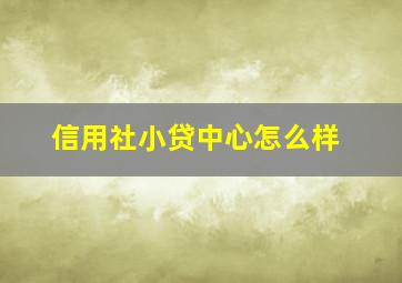 信用社小贷中心怎么样