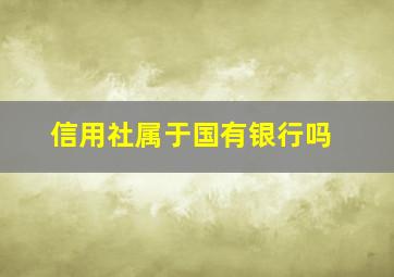 信用社属于国有银行吗