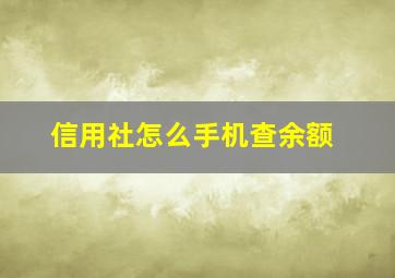 信用社怎么手机查余额