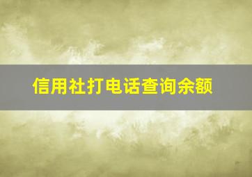 信用社打电话查询余额