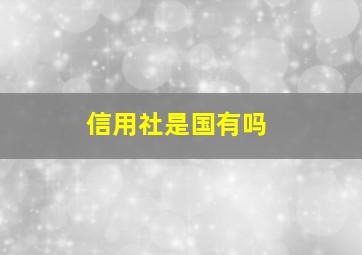 信用社是国有吗