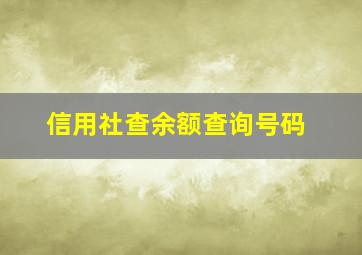 信用社查余额查询号码