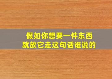 假如你想要一件东西就放它走这句话谁说的